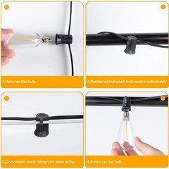 Outdoor Led String Light Plug in 50FT LED Lights with 25 Bulbs ST38 Shatterproof