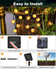 2 Pack Solar String Lights Outdoor Waterproof, Total 98 FT 100 LED Solar Powered