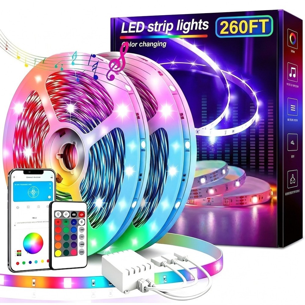 260ft Led Lights for Bedroom, LED Strip Lights with Remote and App Control Music