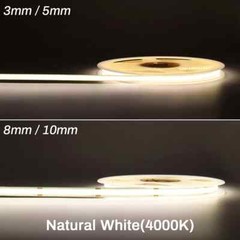 12V 24V RA90 Flexible High Bright Tape LED COB Strip 3mm 5mm 8mm 10mm Light Bar