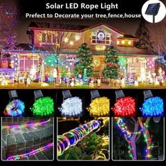 Solar 50-300LED Powered Fairy String Rope Strip Lights Outdoor Garden Patio