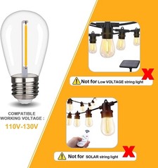 Waterproof S14 LED Light Bulbs Outdoor String Lights Replacement E26 Base 15Pack