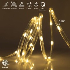 Warm White 8-Mode LED Outdoor Waterproof Rope Light 10′ 20′ 25′ 50′ 100′ 150′ ft