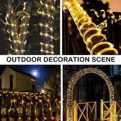 39FT Solar Rope Lights Outdoor Waterproof LED PVC Tube Fairy String Light Garden
