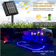 105FT Blue Solar LED Rope Lights 8 Mode Outdoor Waterproof for Home Garden Lamp