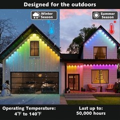 Luces exteriores permanentes, luces de alero RGB de 200 pies con control de apli