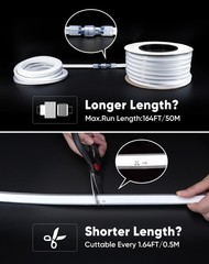 16ft Led Neon Rope Light ETL Listed, AC 110V-120V Connectable Cuttable Lighti…