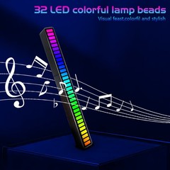 32LED RGB Car Atmosphere Strip Light Bar Music Sync Sound Control Rhythm Lamp US