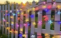 50LED Solar String Light Outdoor Waterproof Flower Fairy Lights for Garden Fence