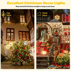 Outdoor Solar String Lights 200 LED 66FT Warm White with 8 Modes, IP65 Waterproo