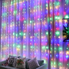 300-LED Curtain Light for Bedroom Wall Plug in Window Hanging Fairy String Light