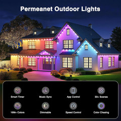 Permanent Outdoor Lights, 100Ft RGB Color Chasing String Lights with 16 Million