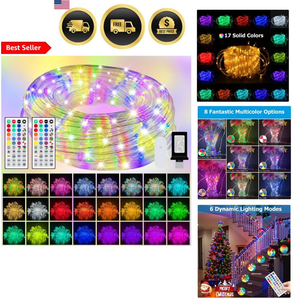 Outdoor Rope Light 100ft Waterproof Color Changing String Lights RGB