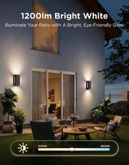 Outdoor UpDown Wall Light, 2 Pack, 1200LM RGBICWW Smart Porch Lights | 64 Scene