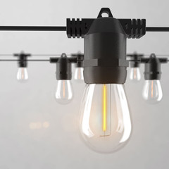 2 Pack X 27Ft Outdoor String Lights, S14 LED, IP65 Waterproof, Connectable, Warm