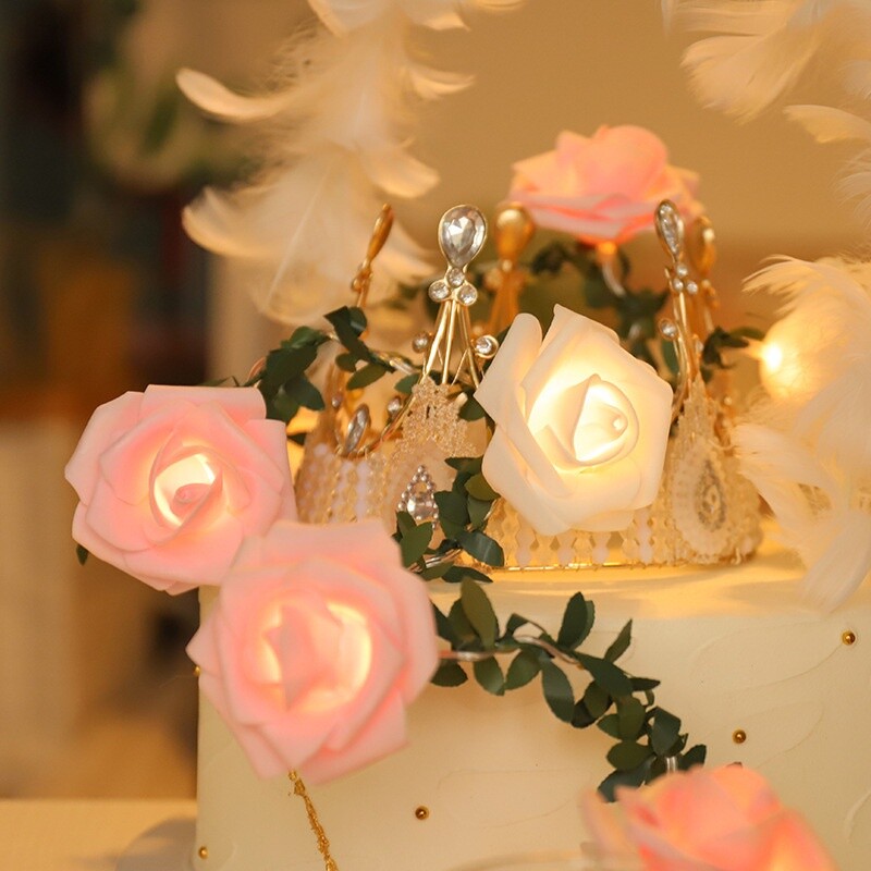 10/20/40/80 LED Rose Flower Fairy String Lights Battery Powered Garland Decor