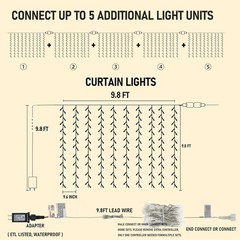 Dazzle Bright 300 LED Curtain Lights Warm White Plug-In Fairy String for Bedroom