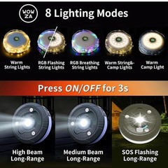 2Pack 4IN1 Portable Camping String USB Lights Rechargeable waterproof Tent Lamps
