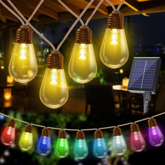Solar Outdoor String Lights, 20Ft Vintage Rope Hemp Solar Patio Lights, Waterpro