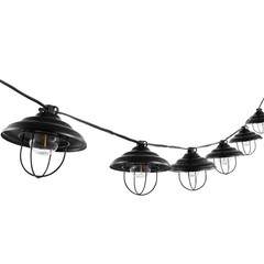 SAFAVIEH Aislin 10-Light G40 Black Plastic Outdoor String Light with Black Shade