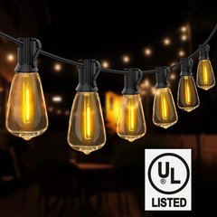 100Ft LED String Lights with 50pcs Shatterproof Bulbs for Outdoor Patio, Garden