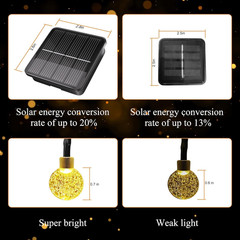 2-Pack 100 LED Solar String Lights for Outsdie, 46FT Crystal Globe Lights with 8