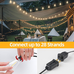 ST38 50FT LED Outdoor String Lights with 25+2 Spare Bulbs, E12 Socket, 2700K War