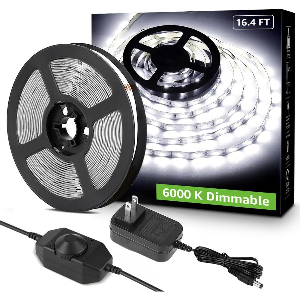 5M 10M Super Bright 2835 Daylight White 6000K LED Strip Dimmable Tape Lights 12V