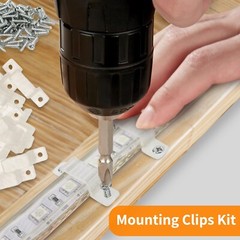 Mounting Clips Hardware Kit for LED Strip Lights 30x Clips & Zipties, 60x Screws