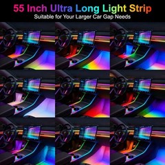 Acrylic Interior Car Ambient Lighting, Interior RGB LED Strip Kit with Music Syn