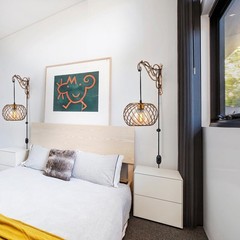 Hanging Lamps Swag Lights Plug in Wall sconces with On/Off Switch Wire Caged …