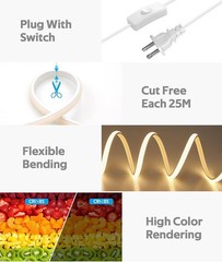 110V COB LED Neon Strip Lights Waterproof Outdoor For Home Garden Lighting