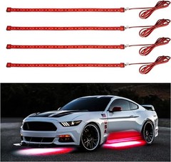 Waterproof 30CM Red LED Strip Lights Pack of 4 for Cars & Boats