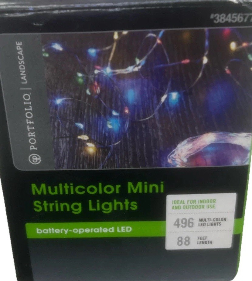 PORTFOLIO Multicolor Mini String Lights, 88 Feet Long, 496 MultiColor LED Lights