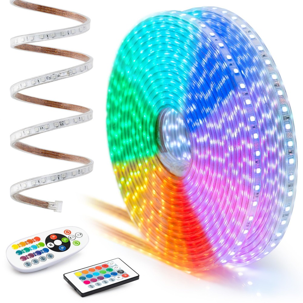 Wyzworks Led Strip Lights 50 Ft Flat Smd 5050 Waterproof 16 Colors Multi Modes