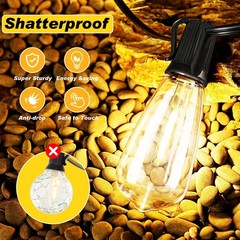 100FT LED Outdoor String Lights Waterproof, Edison Lights for Outside | with …