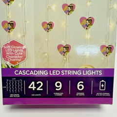 Disney Princess Curtain LED String Lights Heart Rapunzel, Snow White, Tiana NEW
