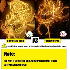 12V/24V COB LED Strip 320LEDs/M IP68 Waterproof Underwater Flexible Rope Lights