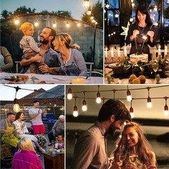 49FT Outdoor String Lights Dimmable Remote IP65 Waterproof Christmas Lights