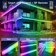 150FT RGB Outdoor Waterproof Lights with App Remote Music Sync for Holiday Chris