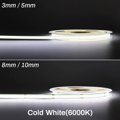 3Mm 5Mm COB LED Strip 12V 24V Dimmable 3000K 4000K 6000K High Density Flexible L
