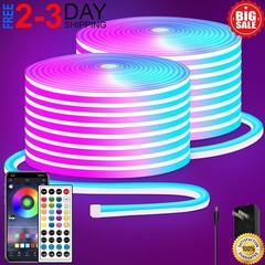 100Ft LED Neon Rope Lights with App and Remote Control, IP65 Waterproof Neon Str