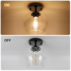 Beslowe Modern Semi Flush Mount Ceiling Light Clear Glass Shade Industrial