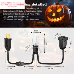 Upgraded Lighting System, 7.2Ft Black Accessory Cord with 1LED C7 cord