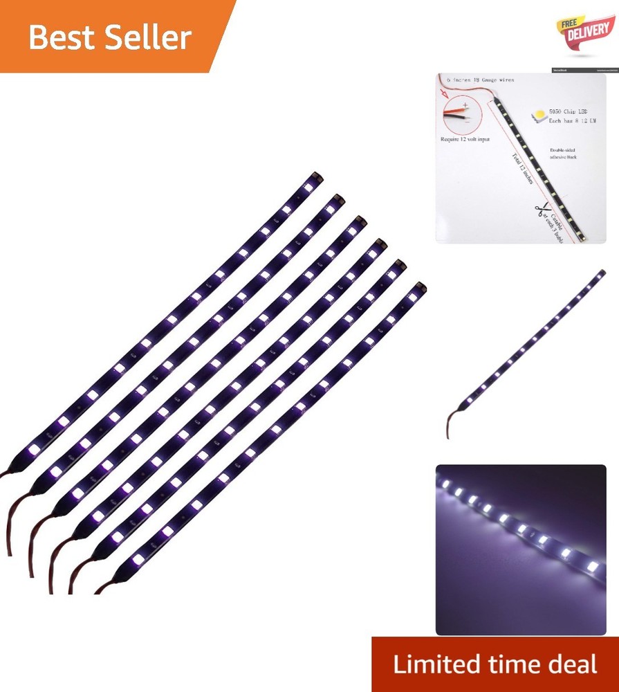 Waterproof 1Ft LED Strip Lights for Cars, Pack of 6 – Easy Install & Durable
