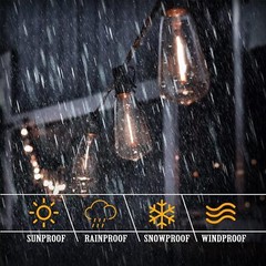 100Ft LED String Lights with 50pcs Shatterproof Bulbs for Outdoor Patio, Garden