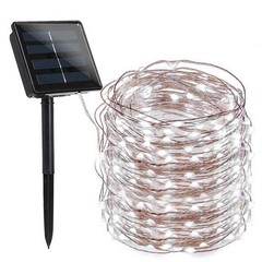 HunnyKome Solar String Light Strip 100LED Waterproof string green cool white
