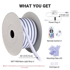 RGB Neon Rope Light 50/100ft Waterproof Outdoor Business 110V Strip Lamp Remote