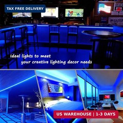 Areful Outdoor 16.4ft Blue LED Strip Lights 120V IP65 Flat Decor 16.4FT,