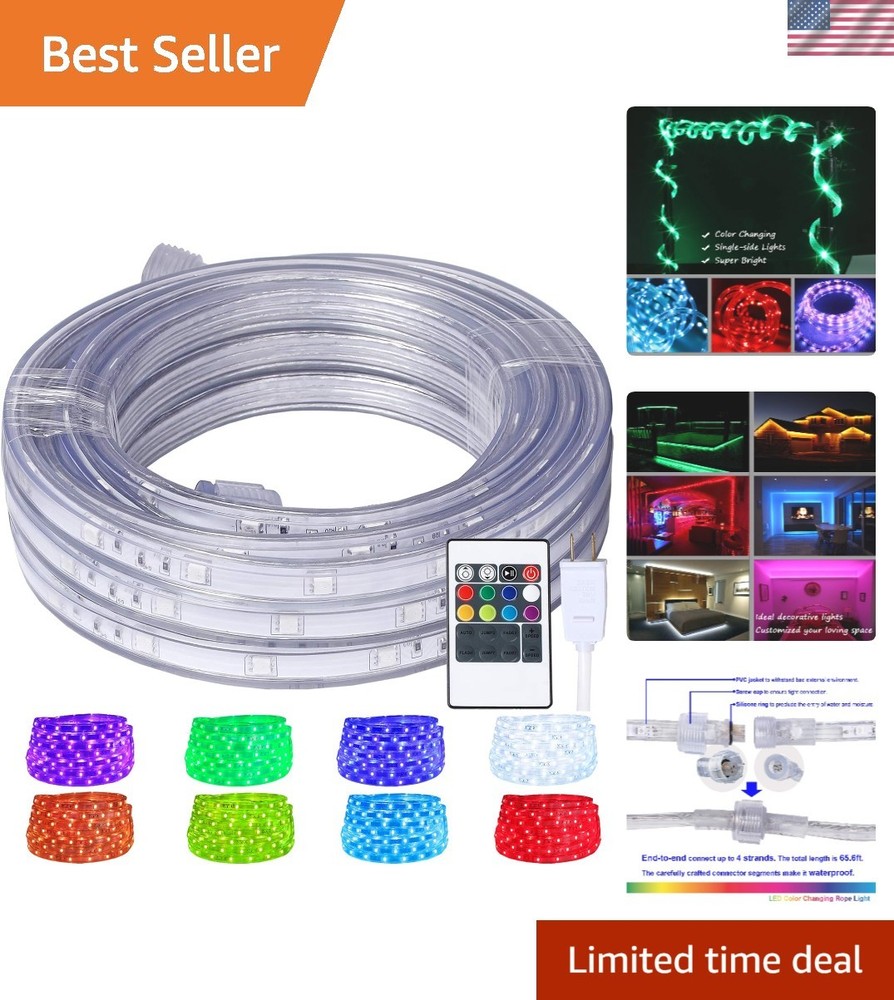 Art Deco 16.4ft LED Rope Light – Waterproof, Flexible, 8 Color Modes for Events